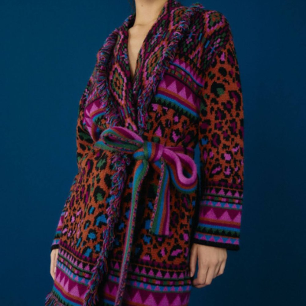 Farmrio Red Ainika Tapestry Cardigan - Gorgeous rich design, sumptuous (M)